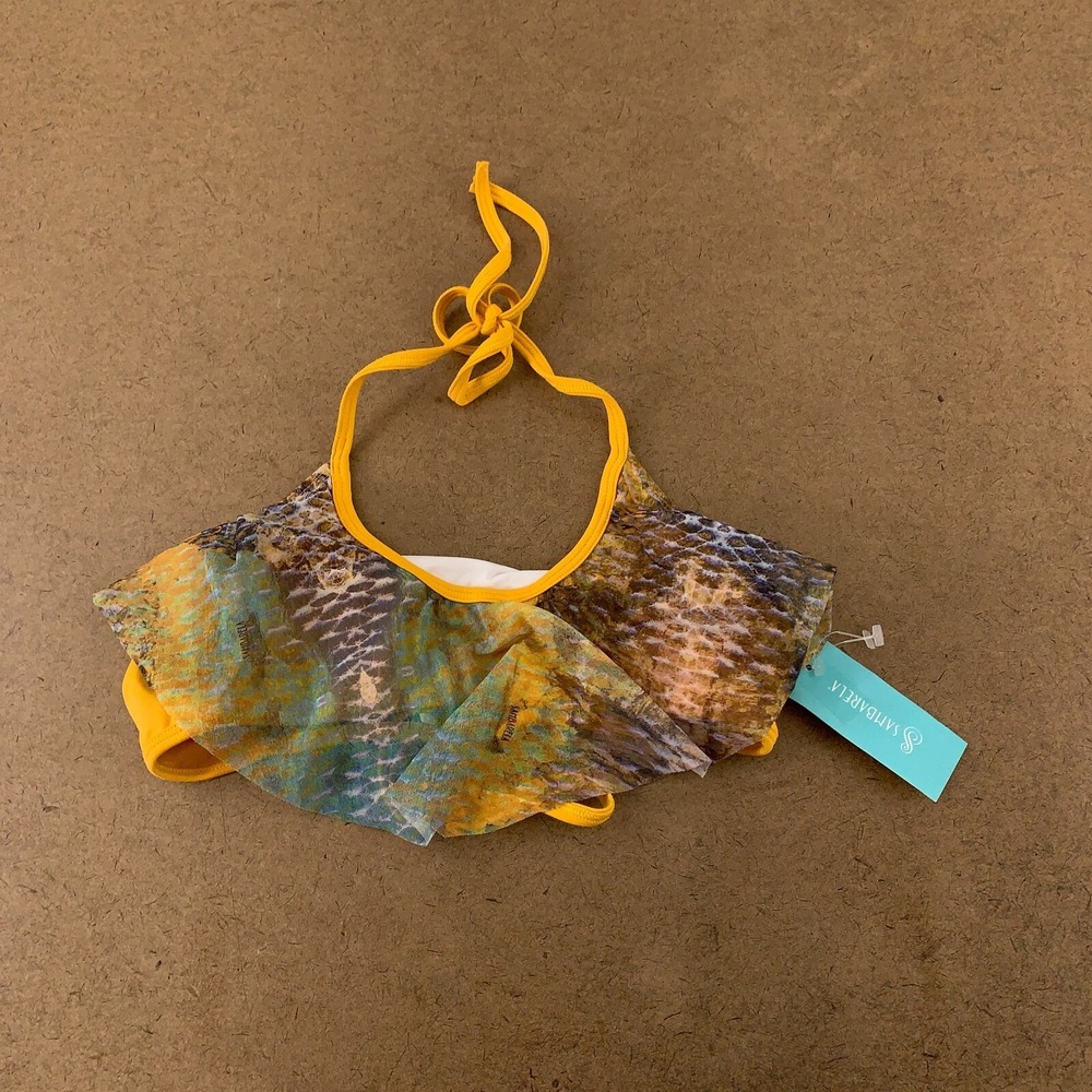 Sambarela Women's Size Small Yellow Pantanal Squama Flutter Mesh Bikini Top NWT